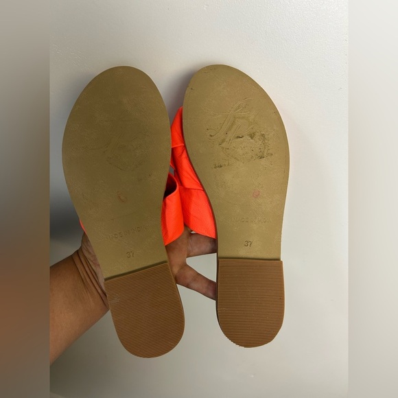 Free People Orange Neón Women's Slide Sandals Size 37 Summer Comfortable Beach - Picture 5 of 9